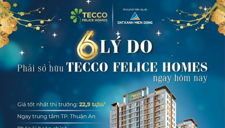 Tecco Felice Homes  với giá bán hấp dẫn 26tr/m2 chỉ từ 1.2 Tỷ/Căn 2 Phòng Ngủ, chỉ cần 300 triệu sở hữu ngay căn hộ cao cấp