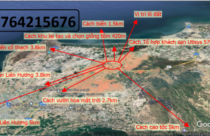 Lô 3500m2 mặt tiền đường nhựa view biển, cách biển chỉ 1.5km