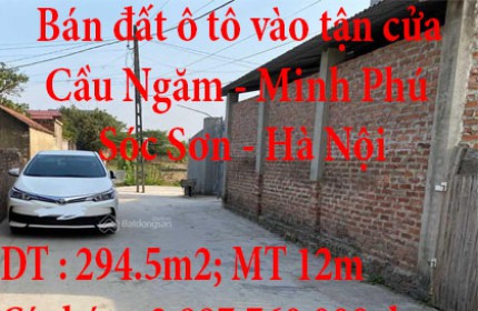 Bán đất chính chủ ô tô vào tận cửa. Tổng diện tích đất 294.5m2, mặt tiền 12m. Cầu Ngăm, Minh Phú, Sóc Sơn, Hà Nội