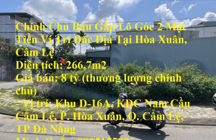 Chính Chủ Bán Gấp Lô Góc 2 Mặt Tiền Vị Trí Đắc Địa Tại Hòa Xuân, Cẩm Lệ