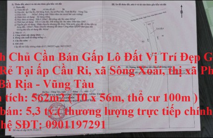 Chính Chủ Cần Bán Gấp Lô Đất Vị Trí Đẹp Giá Siêu Rẻ Tại Thị Xã Phú Mỹ, Tỉnh Bà Rịa - Vũng Tàu