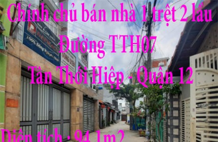 Chính chủ bán nhà Đường TTH07, Phường Tân Thới Hiệp,Quận 12,TPHCM