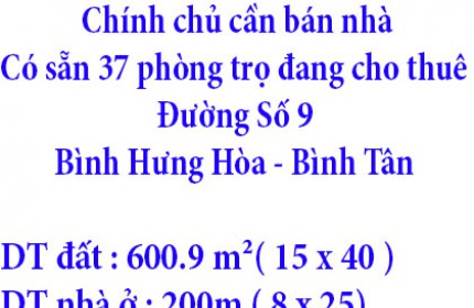 Chính chủ cần bán nhà có sẵn 37 phòng trọ đang cho thuê Phường Bình Hưng Hòa, Quận Bình Tân