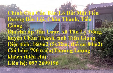 Chính Chủ Cần Bán Lô Đất Mặt Tiền Đường Bến Lội, Châu Thành, Tiền Giang