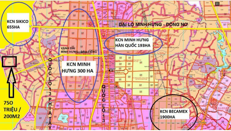 ĐẤT NỀN GIÁ RẺ BÌNH PHƯỚC, Ngay khu công nghiệp Minh Hưng 3, diện tích 200m2, thổ cư 100m2. giá 750 triệu/nền