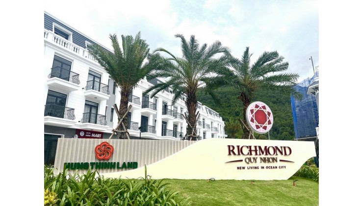 Khu đô thị kiểu mẫu Richmond Quy Nhơn, mở bán căn nhà phố xây 4 tầng giá chỉ 6,2 Tỷ
