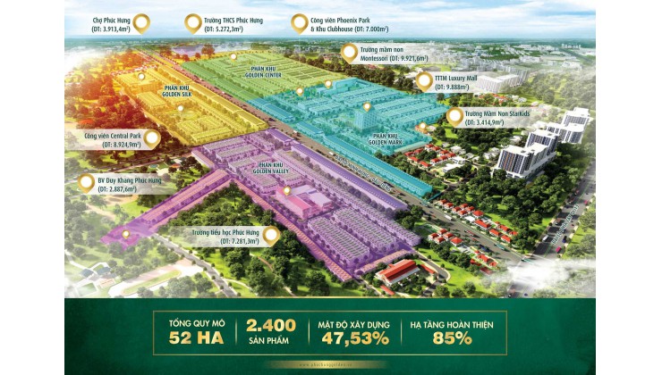 Đất nền dự án khu đại đô thị Phúc Hưng Golden giá chỉ 1 tỷ/ nền