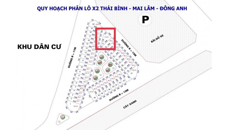 Bán đất đấu giá Mai Lâm Đông Anh điểm X2 Thái bình ( lô góc)