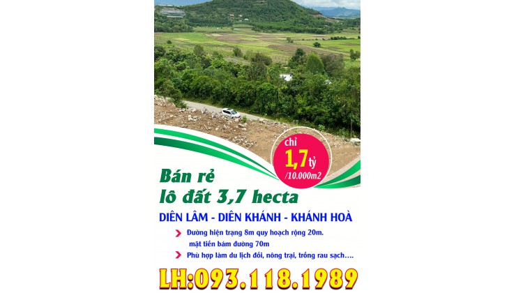 Bán rẻ lô đất 3,7 hecta - Diên Lâm - Diên Khánh - Khánh Hoà