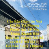 Cần Bán Gấp Căn Nhà Giá Rẻ Tại Phường Phước Hải, TP Nha Trang, Khánh Hòa
