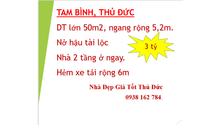 50m2(5.2*9.5)-2 lầu-HXT-Ngay chợ Gò Dưa-Tam Bình-Thủ Đưc-Chỉ 3 tỷ.