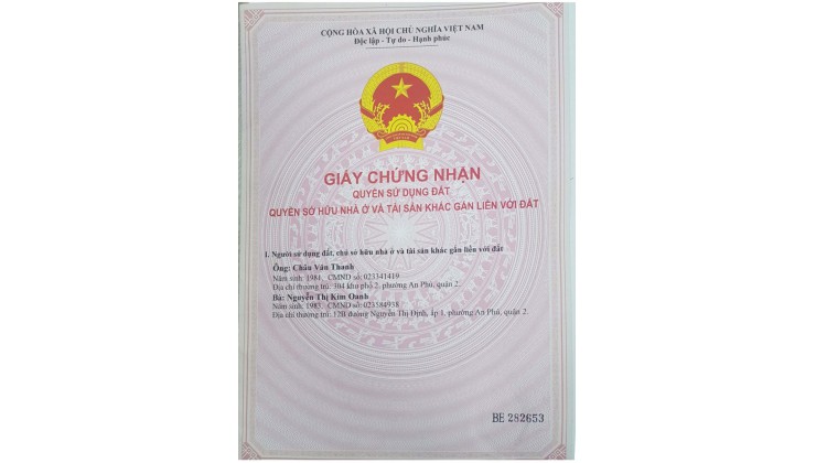 Bán nhà 1 trệt 1 lầu ở Phường Bình Trưng Tây , Quận 2, TP HCM