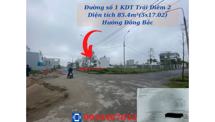 Bán lô đất 85.4m² tại KDT Trái Diêm II, gần KCN Tiền Hải