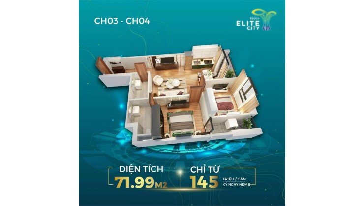 ✨ Căn Hộ 2 phòng ngủ Chung cư Tecco Elite City Chỉ từ 1,1 tỉ.