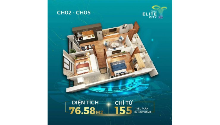 ✨ Căn Hộ 2 phòng ngủ Chung cư Tecco Elite City Chỉ từ 1,1 tỉ.