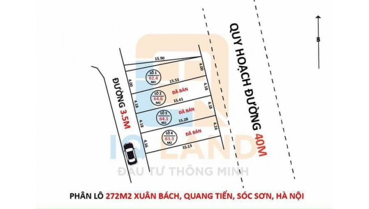 BÁN ĐẤT ĐẸP 63M XUÂN BÁCH, QUANG TIẾN, SÓC SƠN, HÀ NỘI. ĐỐI DIỆN KCN NỘI BÀI,