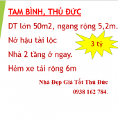50m2(5.2*9.5)-2 lầu-HXT-Ngay chợ Gò Dưa-Tam Bình-Thủ Đưc-Chỉ 3 tỷ.