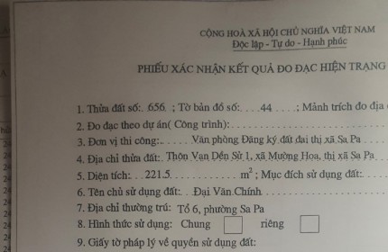 ĐẤT NỀN SAPA,XUNG QUANH NHIỀU HOMSTAY NHÀ HÀNG KHÁCH SẠN