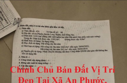 Chính Chủ Bán Đất Vị Trí Đẹp Tại Xã An Phước, Huyện Long Thành, Đồng Nai