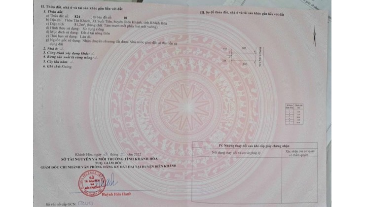 Bán Lô Đất Diên Lạc Diên Khánh Khánh Hòa Đẹp giá Rẻ