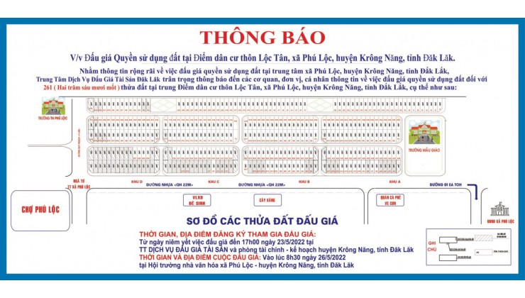 CHÍNH CHỦ BÁN NHANH LÔ ĐẤT ĐẤU GIÁ  KDC PHÚ LỘC – KRONG NĂNG – CHỈ 650 TR/LÔ