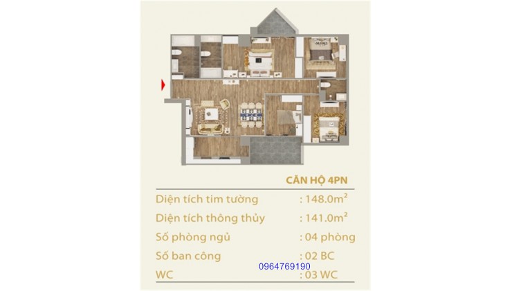 Chính chủ cần bán, do chuyển đổi công tác cần bán căn hộ 4PN tầng đẹp, view sông đã có sổ 0964769190