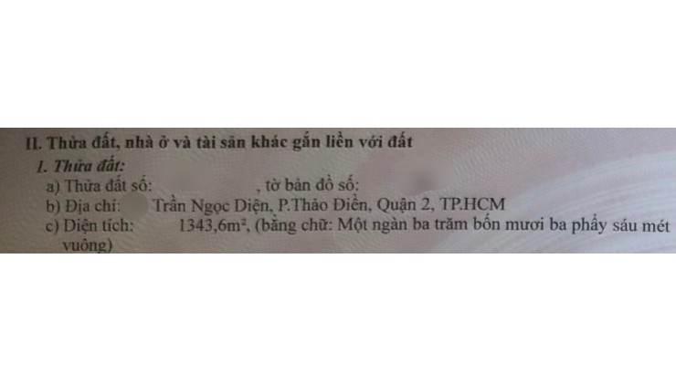 ĐI ĐỊNH CƯ Châu Âu nên Bán Đất Mặt Tiền đường Trần Ngọc Diện Thảo Điền Q2 xây dựng Cao Tầng