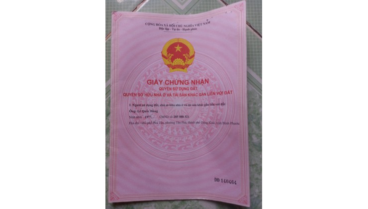 Cần Bán Gấp Lô Đất Vị Trí Đẹp Giá Đầu Tư Tại Xã Đồng Tiến, Đồng Phú, Bình Phước