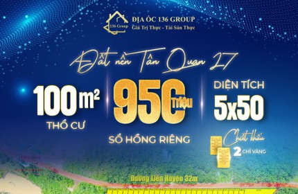 CHỈ 950 TRIỆU – SỞ HỮU NGAY 01 Lô Đất Mặt Tiền Đường Liên Huyện 32m Cận Kề Khu Công Nghiệp !!!