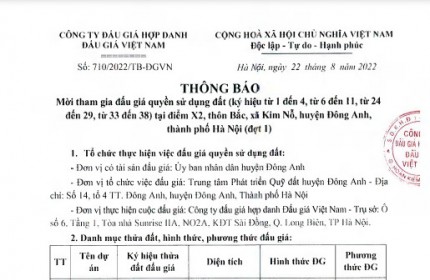 Bán đất đấu giá X2 Kim Nỗ Đông Anh _ X2 Thôn Bác Kim Nỗ