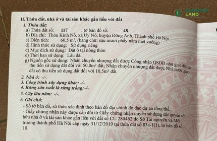 Cần bán 60,5m2 đất tại thôn Kính  Nỗ, Uy Nỗ, Đông Anh, Hà Nội
Hotline: 0971396855