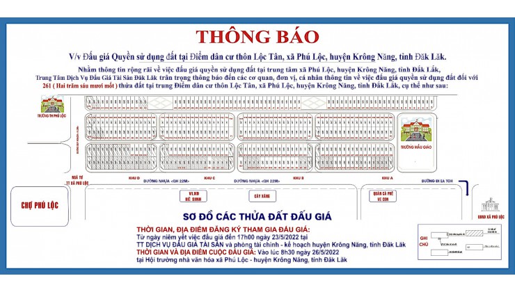 Bán Đất Đấu Giá Xã Phú Lộc Huyện Krong Năng, Đăk Lăk