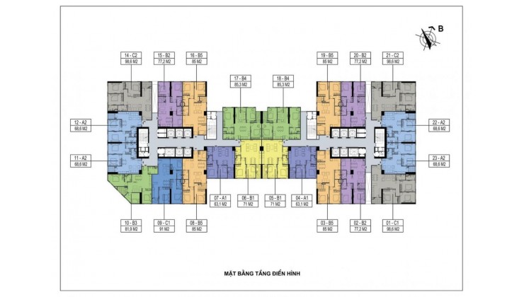 Chính chủ bán căn hộ 2 PN, 2WC diện tích 77m2 giá chỉ có 21.5tr/m2