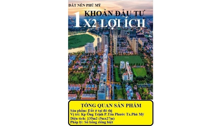 ĐẤT Ở TẠI ĐÔ THỊ KHU PHỐ ÔNG TRỊNH TÂN PHƯỚC PHÚ MỸ