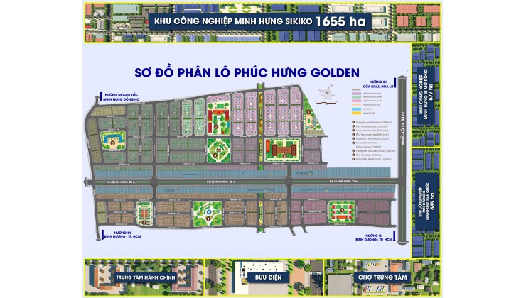 Bán đất nền dự án tại Dự án khu đô thị Phúc Hưng Golden, Chơn Thành, Bình Phước