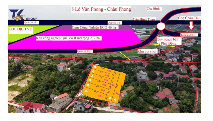Cơ hội tốt cho nhà đầu tư lãi X2,X3 đất nền KCN Bắc Ninh chỉ từ 9tr/m2,sổ hồng trao tay!