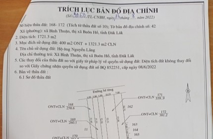 Tôi cần bán lô đất ngang 5m dài 52m có 60 thổ cư tại BUÔN hồ Đắk lắk giá 420 triệu