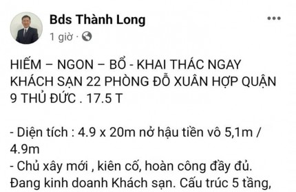 HIẾM CÓ KHÁCH KHÁCH SẠN 20 PHÒNG GIÁ NHỈNH 17 TỶ -  PHƯỚC LONG A  QUẬN 9 - THỦ ĐỨC.