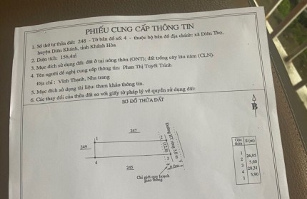 Đất khu dân cư Diên Thọ thổ cư 60m, cách tỉnh lộ 2 100m