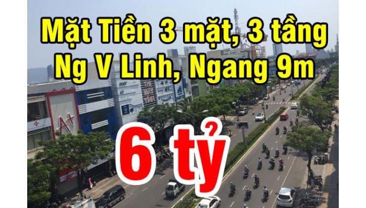 Nhà 3 Mặt Tiền Kinh Doanh Nguyễn Văn Linh Quận 7, ngang 9m, 3 tầng, chỉ 6 tỷ