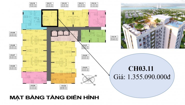 Căn hộ tại Vĩnh Phú 38  - 2PN - 1.355 bao gồm VAT - 0977256446