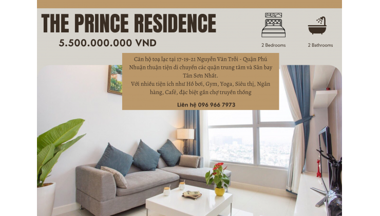 Căn hộ 2PN-71m2 The Prince -Nguyễn Văn Trỗi Phú Nhuận