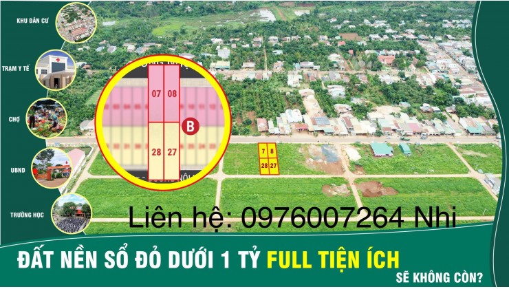 bán đất nền sổ đỏ tại trung tâm hành chính huyện Krông Năng giá 899tr/nền diện tích 132m2