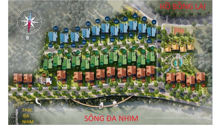 Đất biệt thự nghỉ dưỡng view 3 mặt sông - hồ - thác mặt tiền đường 30m, SHR, 10P đến sân bay