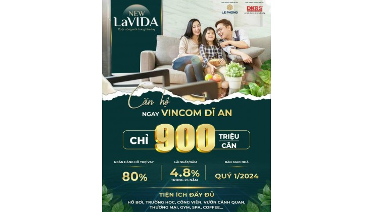 Căn hộ NEW LAVIDA chỉ 900 triệu nơi 