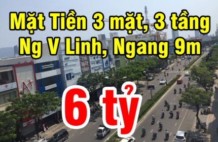 Nhà 3 Mặt Tiền Kinh Doanh Nguyễn Văn Linh Quận 7, ngang 9m, 3 tầng, chỉ 6 tỷ