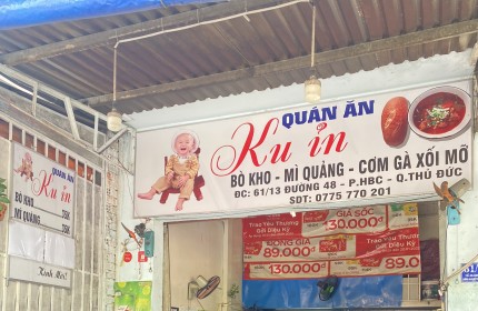 CHÍNH CHỦ CẦN SANG NHƯỢNG QUÁN ĂN TẠI P.HIỆP BÌNH CHÁNH , Q.THỦ ĐỨC , TP.HỒ CHÍ MÌNH