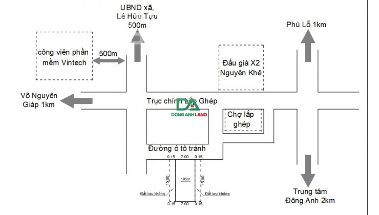 Bán đất trung tâm thị trấn Đông Anh 105m2 giá rẻ