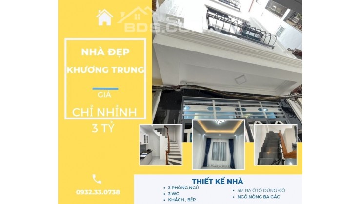 Khương Trung 5m ô tô, ngõ thông Full nội thất, DT30m2 x 4 tầng, Giá 3.19 tỷ.