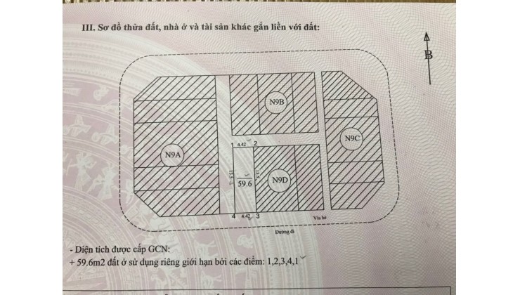 TĐC X2A- LÔ GÓC - 3 THOÁNG - VỊ TRÍ ĐẸP - HIẾM- 60M2, MT 4.5M, NHỈNH 6 TỶ